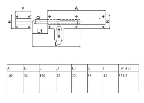 Засов воротный горизонтальный под навесной замок 140 мм. Арт.CX35A фото 2