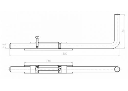 Засов воротный вертикальный 320 мм. Круглый шток. Арт.64.069 фото 2